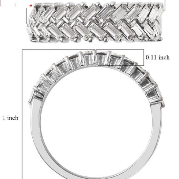 White Austrian Crystal Fern Leaf Ring in Stainless Steel - Picture 4 of 9